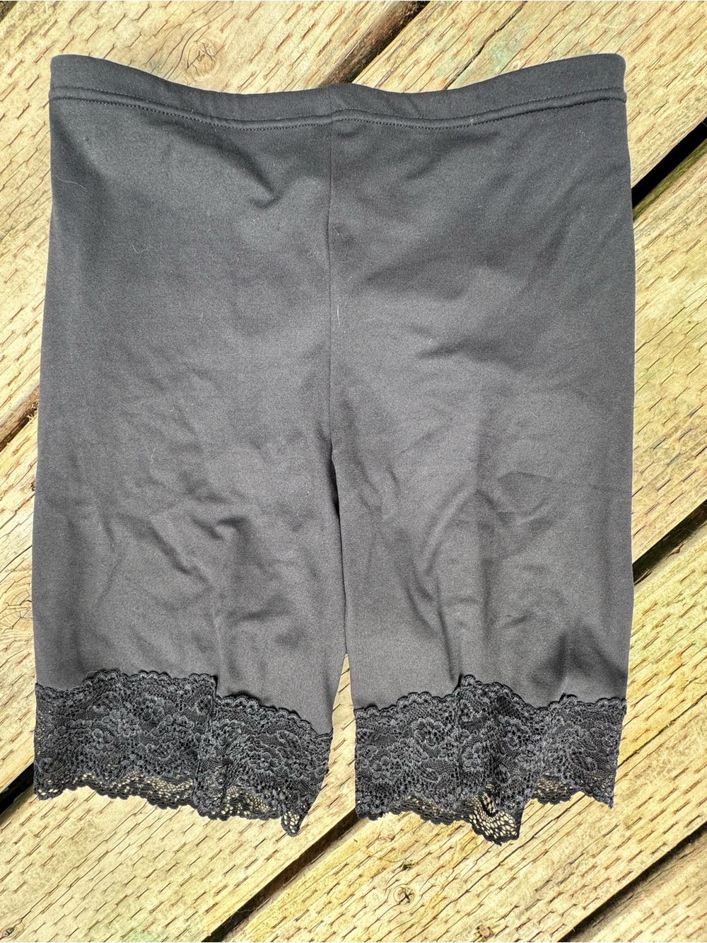 Flexees Black Lace-Trim Bike Shorts